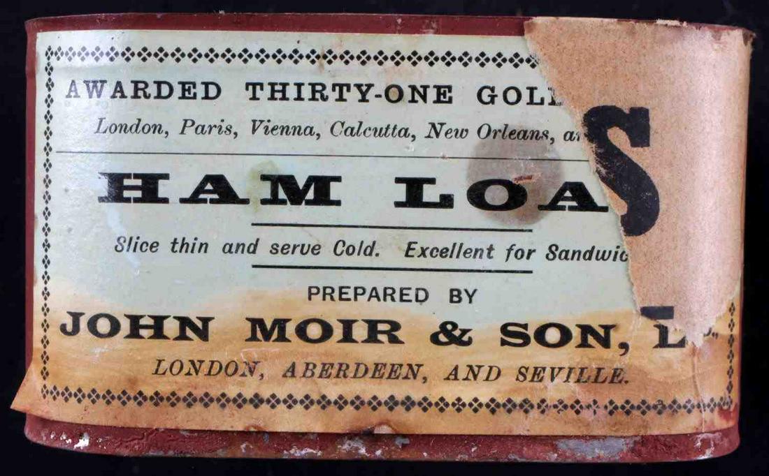 ROBERT SCOTT ANTARCTICA EXPEDITION 1910 HAM TIN: John Moir & Son ham loaf tin from the 1910-1913 Terra Nova Expedition led by Robert Falcon Scott. The tin was recovered from ScottÂ’s Cape Evans site by Ensign Earl Johnson from the USCGC Northwind