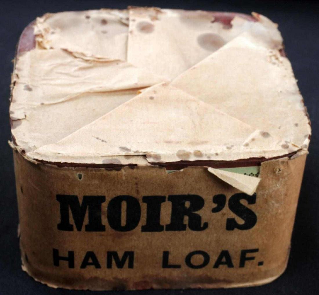 ERNEST SHACKLETON ANTARCTICA EXPEDITION HAM TIN: Moir's Ham Loaf tin from the 1907-1909 Nimrod Expedition led by Ernest Shackleton. Tin was recovered from camp Royds and listed on ShakletonÂ’s provision list. It was recovered by Ensign Earl Johns