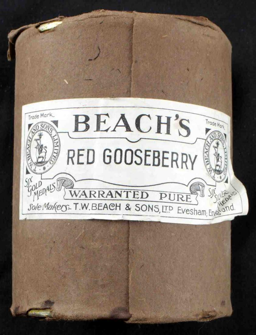 ROBERT SCOTT ANTARCTICA EXPEDITION GOOSEBERRY TIN: Beach's Red Gooseberry tin from the 1910-1912 Terra Nova Expedition led by Robert Falcon Scott. It was recovered from ScottÂ’s Cape Evans site by Ensign Earl Johnson from the USCGC Northwind during