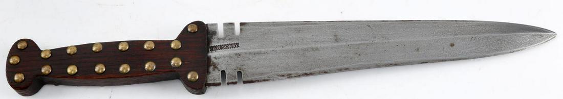 NATIVE AMERICAN I&H SORBY BLADE DAG KNIFE: Native American dag knife with an I&H Sorby blade. Hilt may be a more modern replacement. In very good condition. Measures just over 16.5 inches in length. Unauthenticated/Sold 'as is'