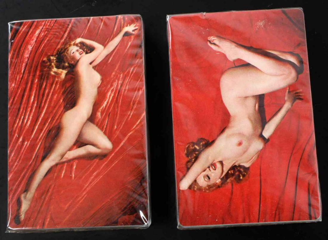 2 DECKS OF MARYLIN MONROE NUDE PLAYING CARDS: Dated 1976 still wrapped as new.