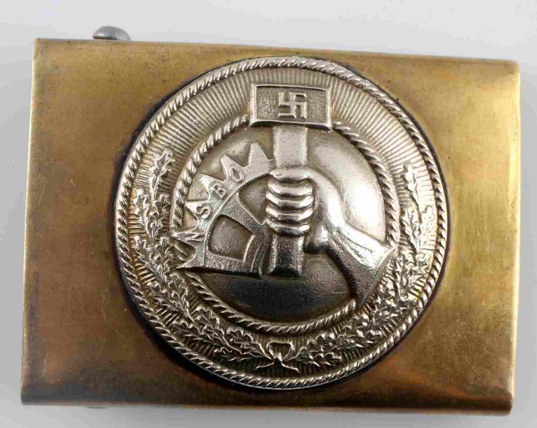 WWII GERMAN THIRD REICH NSBO BELT BUCKLE: German NSBO belt buckle. Brass and nickel construction. In very good condition.
