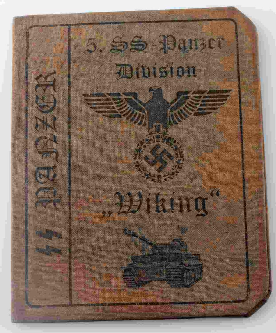 WWII GERMAN AUSWEIS WAFFEN SS TANKER ID WIKING: Panzer Wiking ID document with photo to inside, measures about 5 X 4 inches. Very good condition. Unauthenticated sold as is. This lot has a reserve.