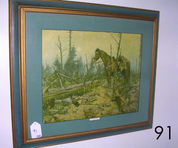 PRINT FAITHFUL UNTIL DEATH BY GAUL FRAMED: PRINT - "FAITHFUL UNTIL DEATH" BY ARTIST GILBERT GAUL. (?) FRAMED 28 1/4X24 1/4". A WONDERFUL ADDITION TO ANY COLLECTION.