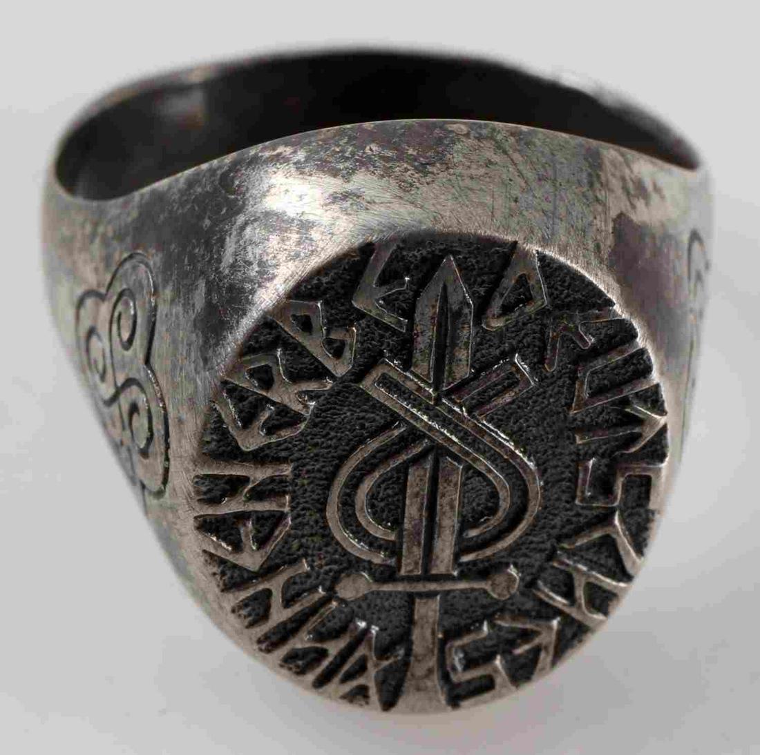 WWII GERMAN THIRD REICH AHNENERBE MEMBER RING: Silver Ahnenenerbe member's ring. Marked on the back with '800' silver content marking. Weighs 8 grams. In very good condition overall. This lot has a reserve.