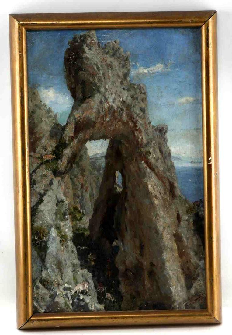 KARL (CARL) ODERICH OIL ON CANVAS PAINTING CAPRI: Karl Oderich (1856-1915) was a German portrait, landscape and history painter. Oderich worked in Hamburg after 1894 as a portraitist for the aristocracy but also continued painting his landscapes. Thi