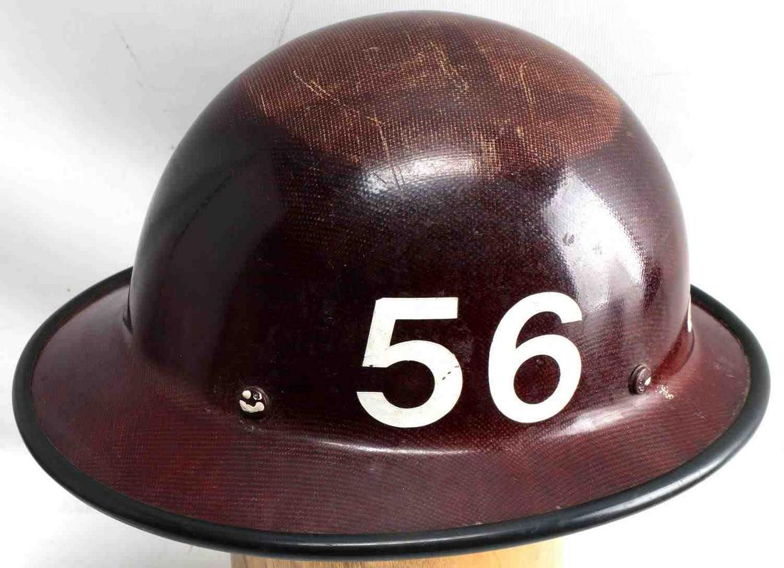 MSA 1969 DATED SKULLGARD VINTAGE HARD HAT: Adjustable to 7 1/4. very good original condition. Has a name and numbered 56.