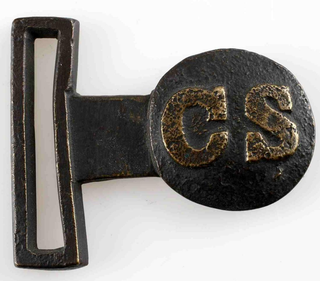 CIVIL WAR CSA CONFEDERATE DUG BELT BUCKLE TAB: Nashville metal detector find, very good relic condition.