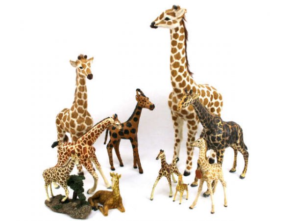 HUGE COLLECTION OF GIRAFFES LEATHER PLASTIC