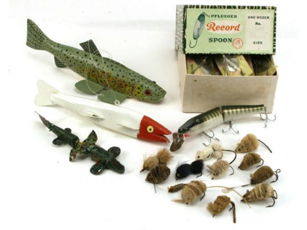 ANTIQUE LURE LOT HAIR MOUSE PFLUEGER NIB TROLLING