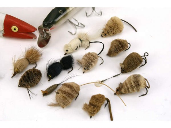 ANTIQUE LURE LOT HAIR MOUSE PFLUEGER NIB TROLLING - 2