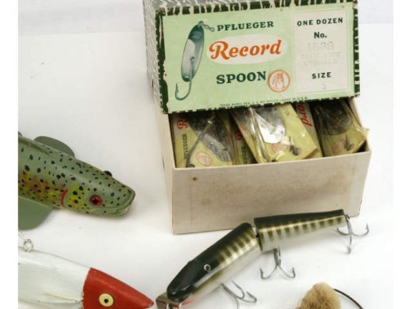 ANTIQUE LURE LOT HAIR MOUSE PFLUEGER NIB TROLLING - 3