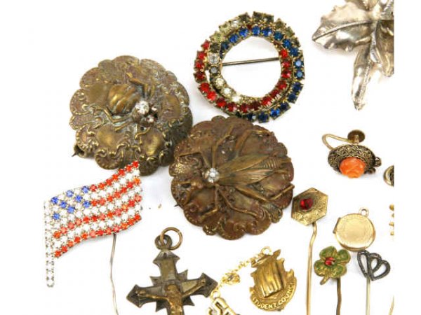 ANTIQUE PINS COSTUME JEWELRY ESTATE LOT - 2