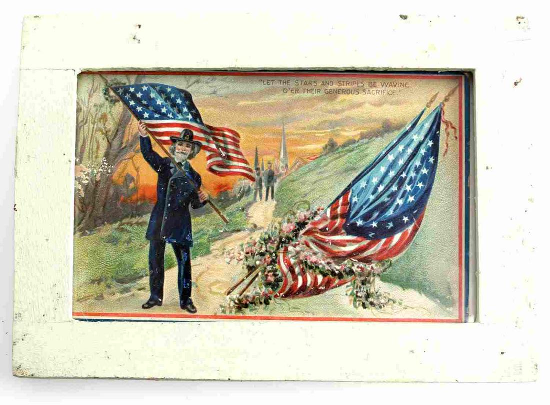 POST CIVIL WAR VETERANS GREETING POSTCARD: In very good condition, Publisher: Raphael Tuck & Sons Postmark 1912 Apr-11 Reads: "Let the Stars and Stripes be waving o'er their generous sacrifice" Size: 3.5" x 5.5" (9 x 14 cm) Decoration Day Seri