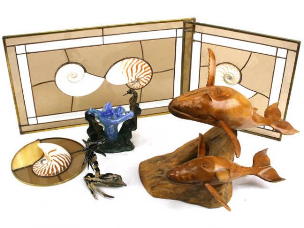 BRASS SEAHORSE & GLASS SCULPTURE