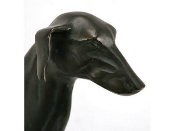 ANTIQUE BRONZE GREYHOUND SEATED - 2