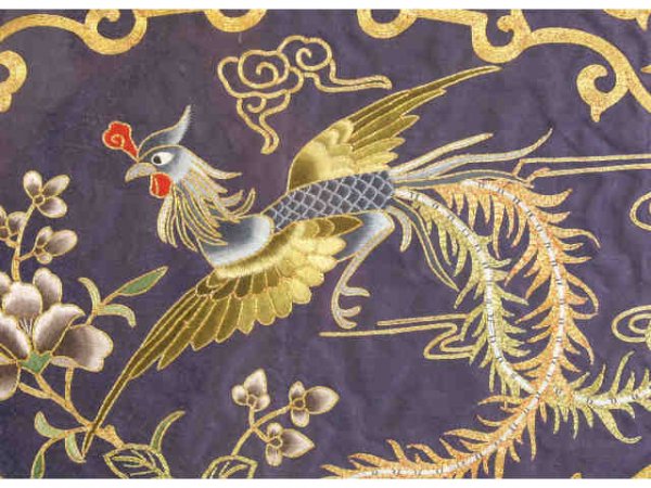 CHINESE SILK GOOD LUCK TAPESTRY PHOENIX - 2