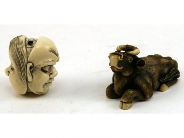 ANTIQUE IVORY KATABORI NETSUKE COLLECTION SIGNED - 2