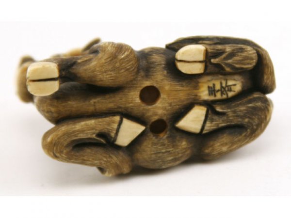 ANTIQUE IVORY KATABORI NETSUKE COLLECTION SIGNED - 6