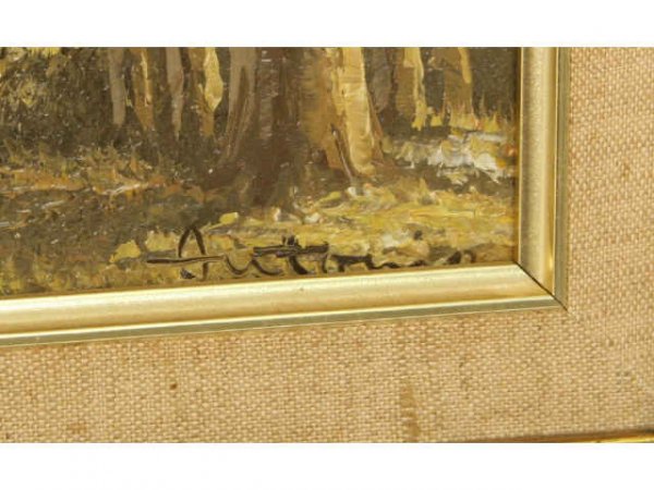 TWO OIL ON CANVAS LANDSCAPE SCENES GOLD FRAMES - 3