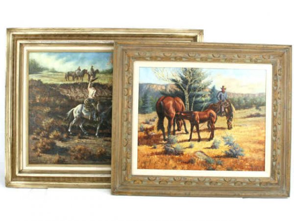 WESTERN INTEREST OIL ON CANVAS PLUS ANOTHER