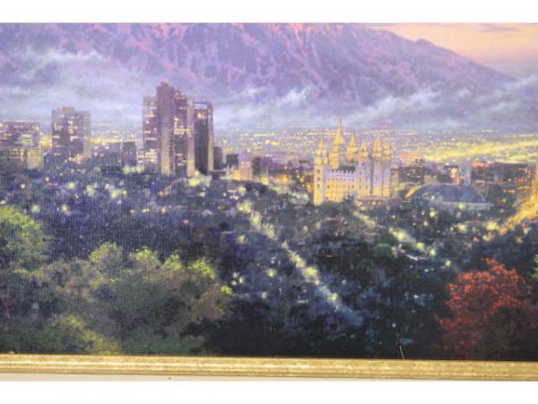 THOMAS KINKADE SALT LAKE, CITY OF LIGHTS OIL PRINT - 2