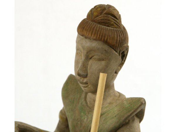 ORIENTAL CARVED WOOD FIGURE ON HORSE - 2
