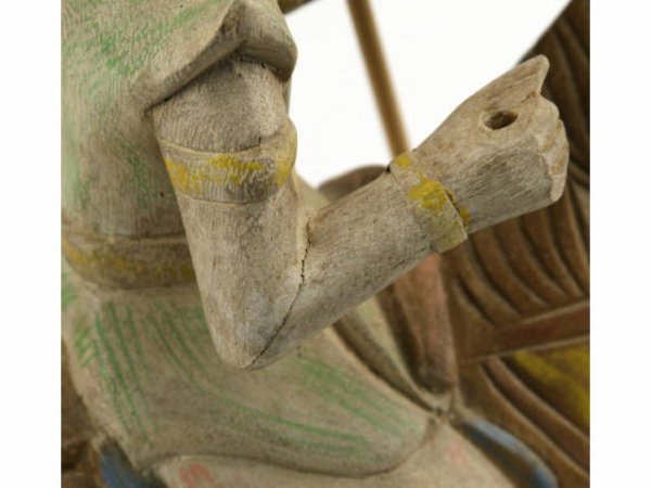 ORIENTAL CARVED WOOD FIGURE ON HORSE - 4