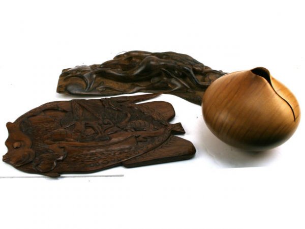 KAURI - ANCIENT WOOD HAND CARVED LOT OF 3
