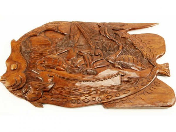 KAURI - ANCIENT WOOD HAND CARVED LOT OF 3 - 4