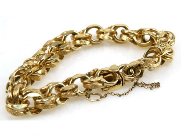 LADIES 7" 14K GOLD CHARM BRACELET - 2