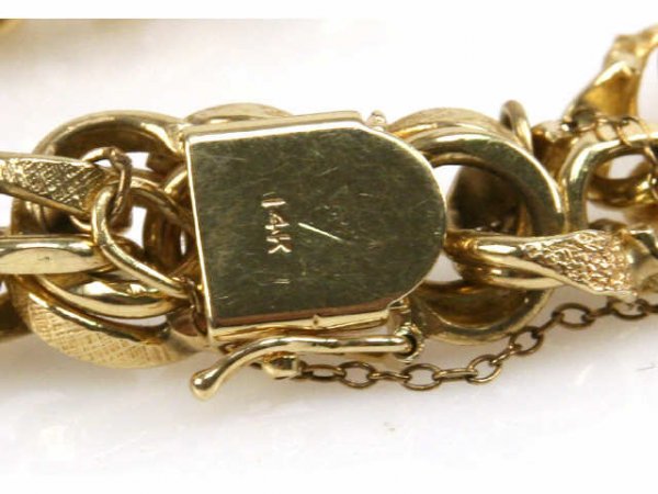 LADIES 7" 14K GOLD CHARM BRACELET - 3