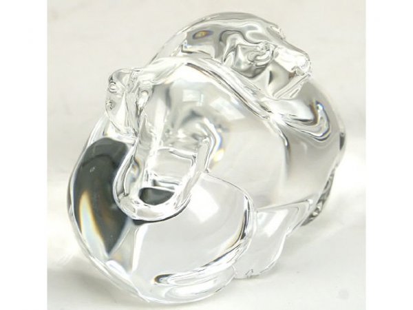 STEUBEN SIGNED FIGURAL DOG GLASS SCULPTURE