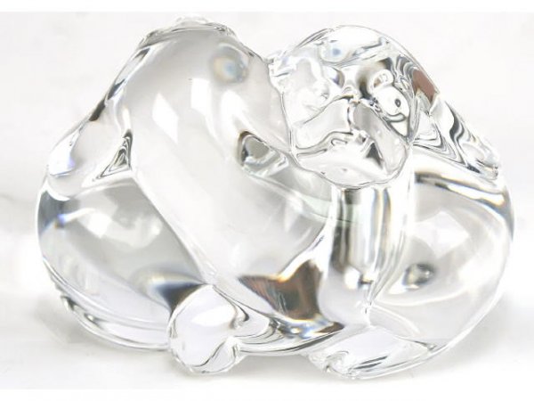 STEUBEN SIGNED FIGURAL DOG GLASS SCULPTURE - 2