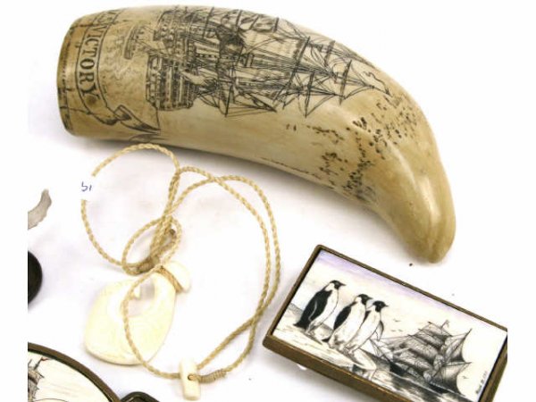 SCHOONER THEME BONE OR TOOTH CARVINGS SCRIMSHAW - 3