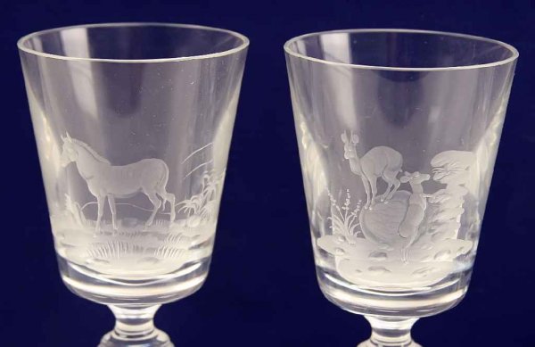 ENGRAVED GLASS SET OF 4 AFRICAN ANIMALS - 2