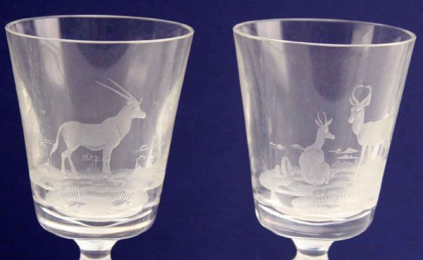 ENGRAVED GLASS SET OF 4 AFRICAN ANIMALS - 3
