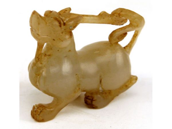 IVORY SIGNED NETSUKE JADE FOO DOG MONKEY LOT - 3