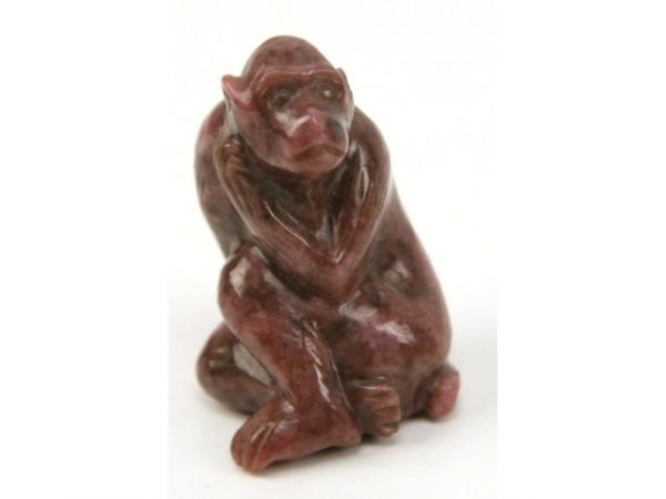 IVORY SIGNED NETSUKE JADE FOO DOG MONKEY LOT - 4