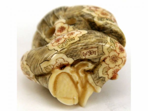 IVORY SIGNED NETSUKE JADE FOO DOG MONKEY LOT - 5