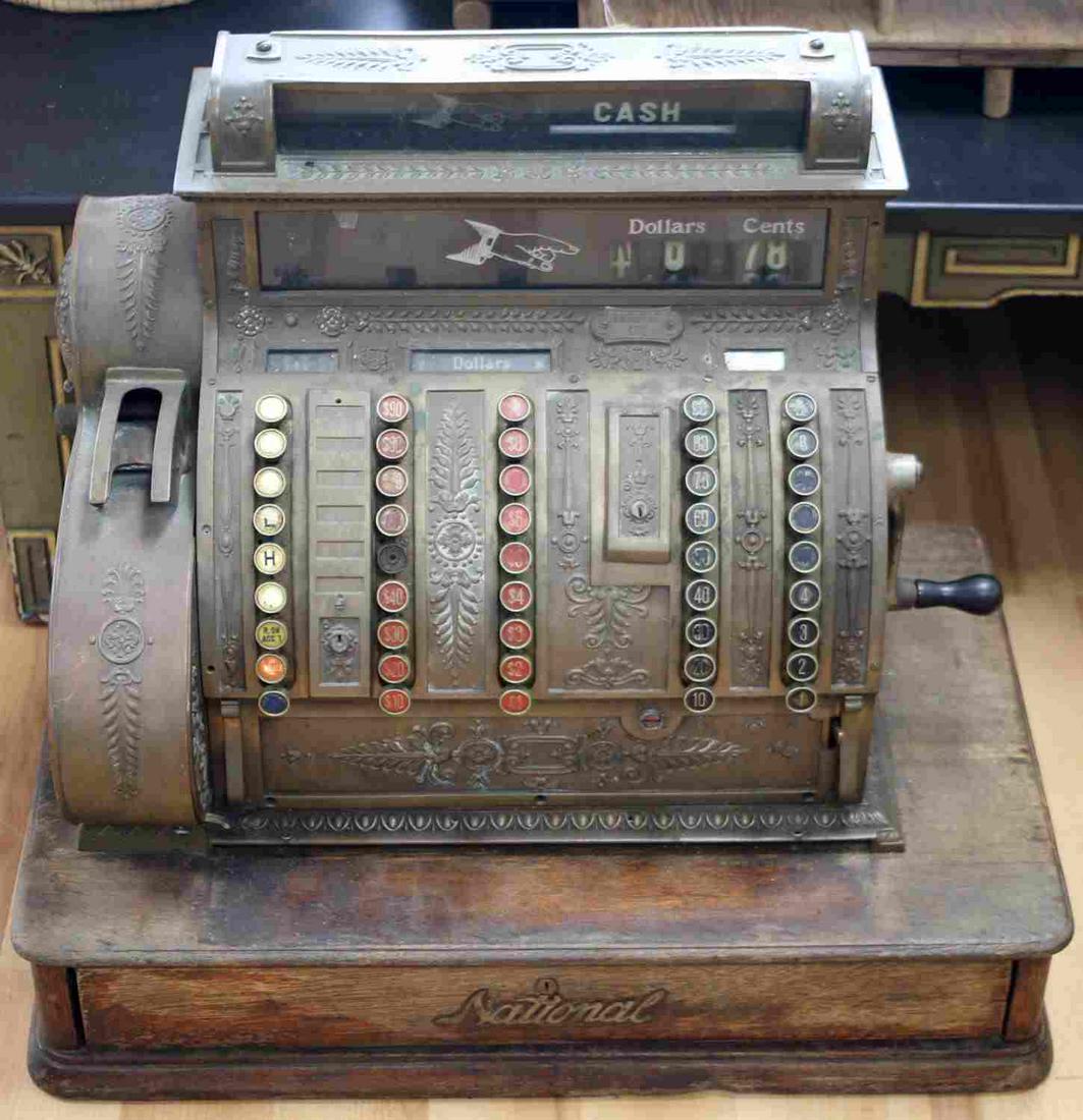 NATIONAL CASH REGISTER MODEL 452 ON OAK WOOD BASE Jan 16, 2020