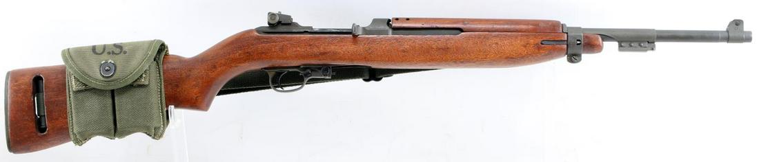 WWII NATIONAL POSTAL METER M1 CARBINE .30 CAL: 1943 manufacture. Army green matte steel, full wood stock, 18 inch barrel with bright clean bore, at end of barrel - Marlin marked to top and ARL Ord. Arlington VA marked to bottom, breech marked with