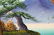 ASIAN OIL ON CANVAS PAINTING PAGODA W WATERFALL - 2