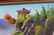 ASIAN OIL ON CANVAS PAINTING PAGODA W WATERFALL - 3