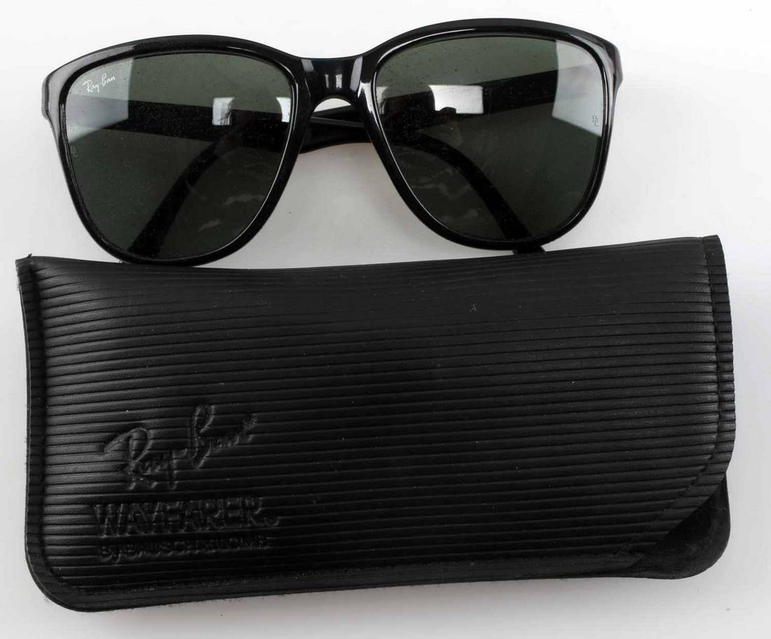 RAY BAN BLACK CATS CLASSIC SUNGLASSES: Ray Ban Bausch and Lomb. Classic black nylon frame w 53mm lens. In good condition. Comes with Ray Ban Wayfarer soft case.