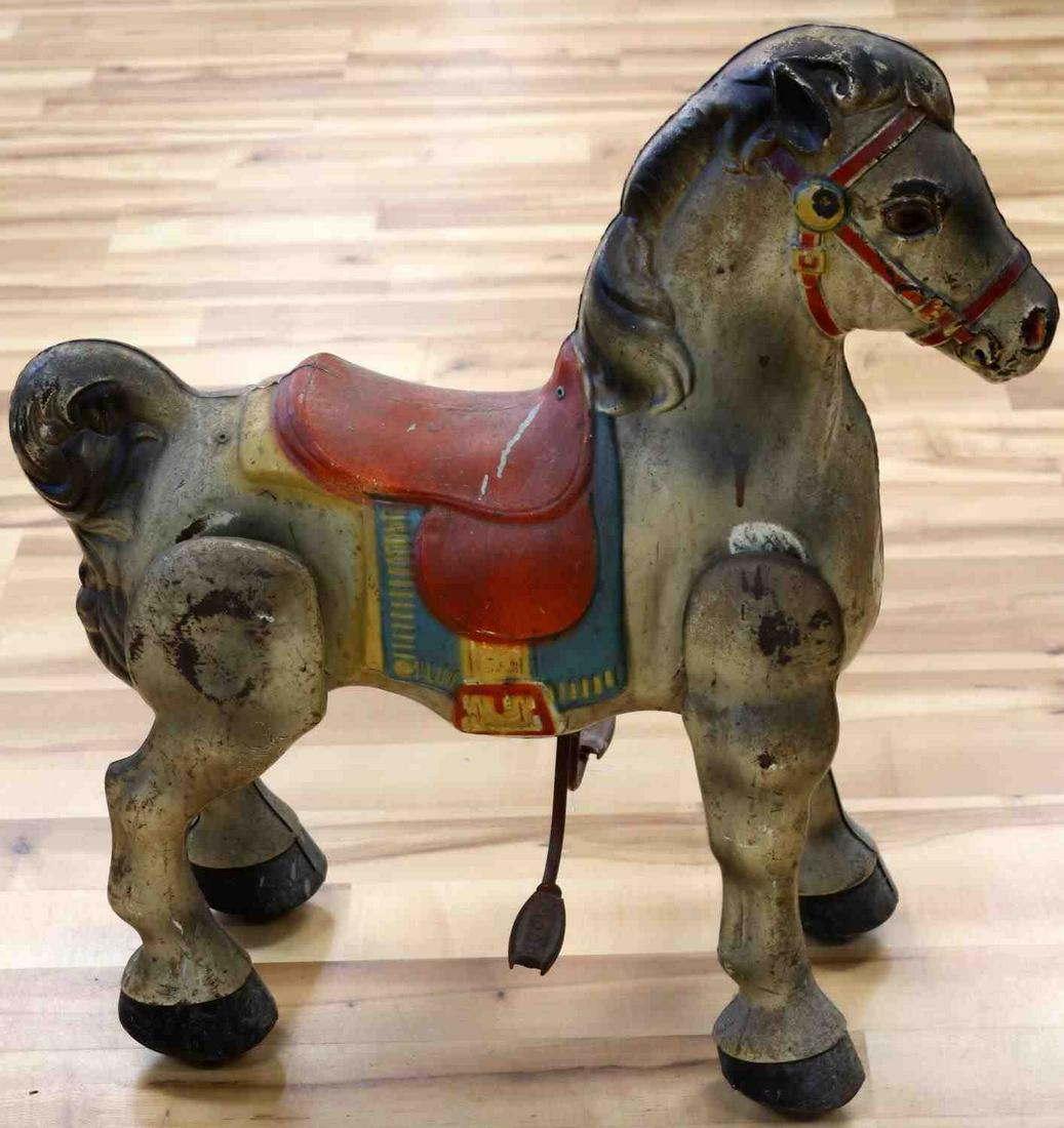 antique metal rocking horse