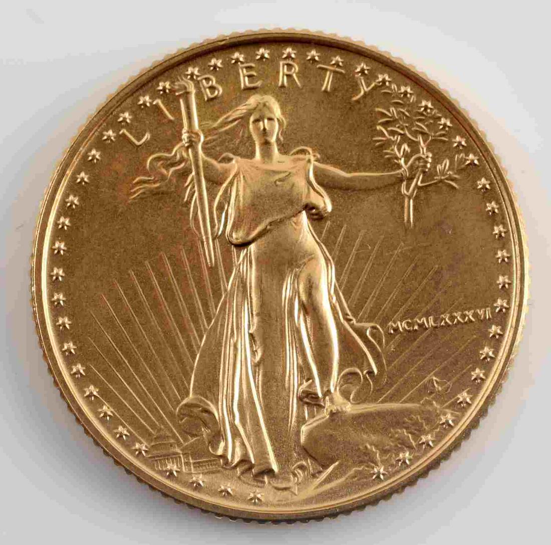 1986 GOLD 1/4 OZ AMERICAN EAGLE BU COIN: Brilliant uncirculated 1/4 OZXXT coin.