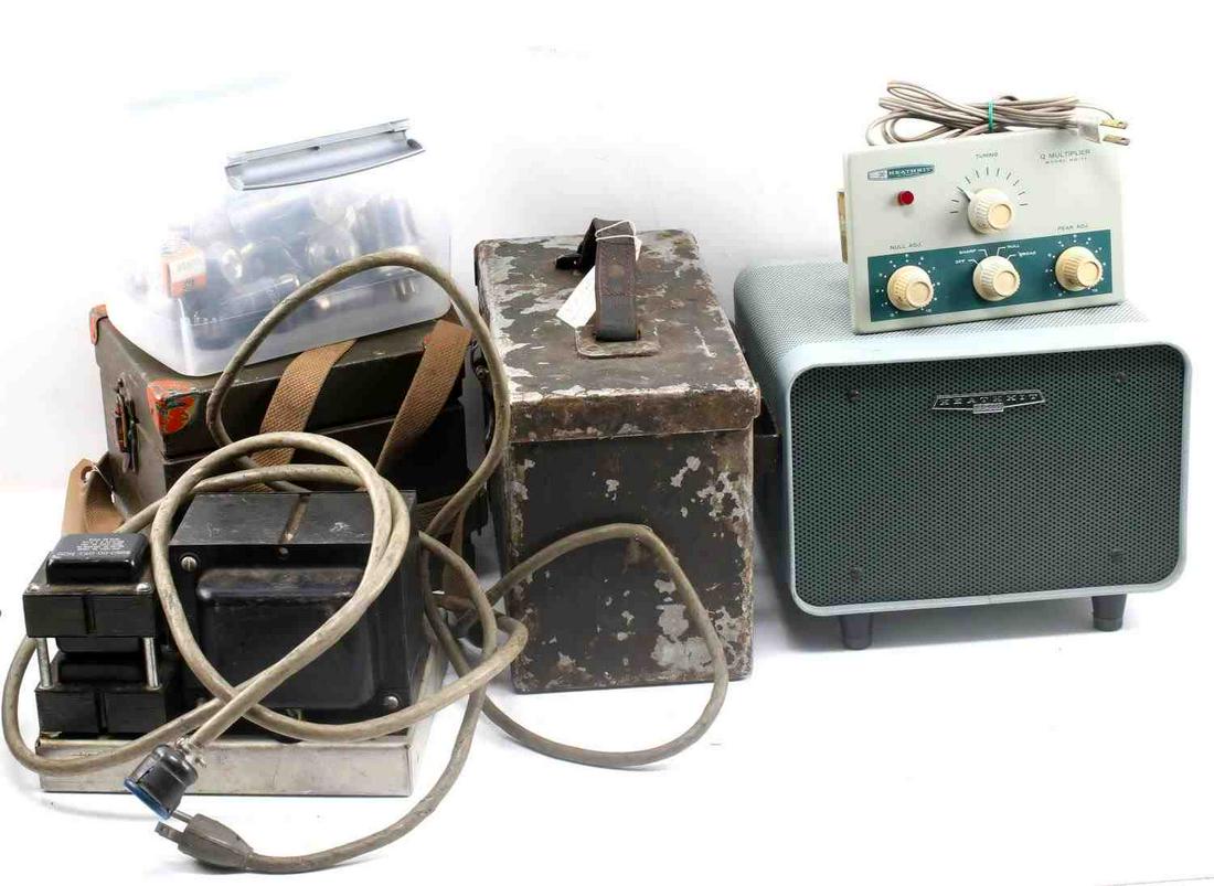 COLLINS HEATHKIT HAM RADIO EQUIPMENT LOT OF FIVE: Collins and Heathkit Ham Radio Equipment lot of Five. Lot includes Collins 516F-2, HeathKit SB600 Speaker Case, HeathKit Tuning Multiplier Model HD-11, TS-26/TSM case made by O.B. McClintlock, and an 
