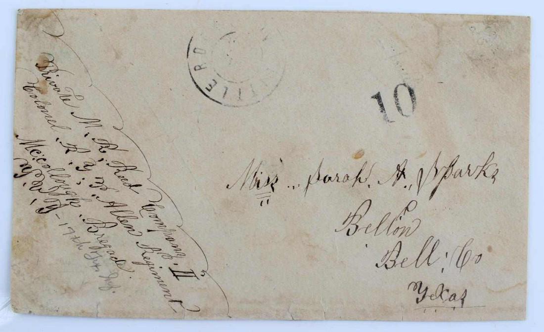 CONFEDERATE CIVIL WAR COVER M.R. REED 17TH TEXAS: Little Rock , Arkansas double circle date stamp with due 10, M.R. Reed was a fascinating man as detailed by description. Very good original condition.