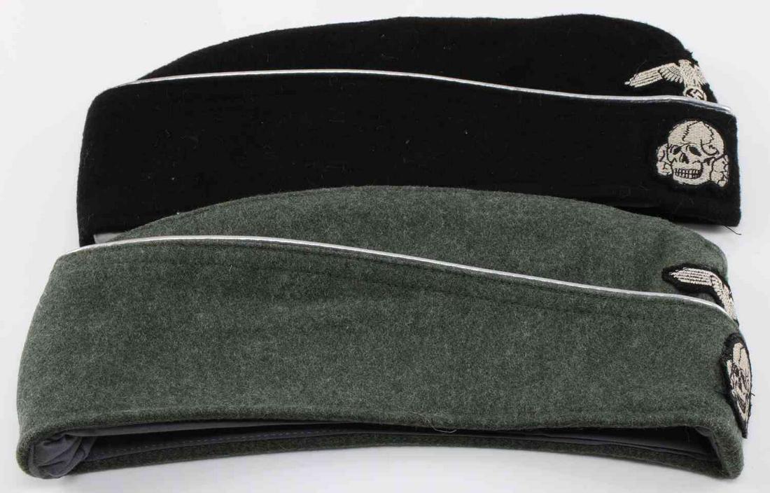 2 WWII GERMAN WAFFEN SS OFFICER OVERSEAS CAPS: Lot of TWO (2) caps includes one (1) Panzer officer and one (1) Heer. Very good overall condition with no stains, tears, or mothing. Unauthenticated. Sold "as is". This lot has a reserve.